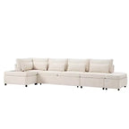 Canapé-lit modulaire sectionnel Whisen 270 - 6 places en forme de L avec pouf de rangement, canapé en chenille, personnalisable pour salon et appartement