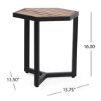 Christopher Knight Home Nahanni, table d'appoint d'extérieur industrielle en bois d'acacia et fer, teck/noir