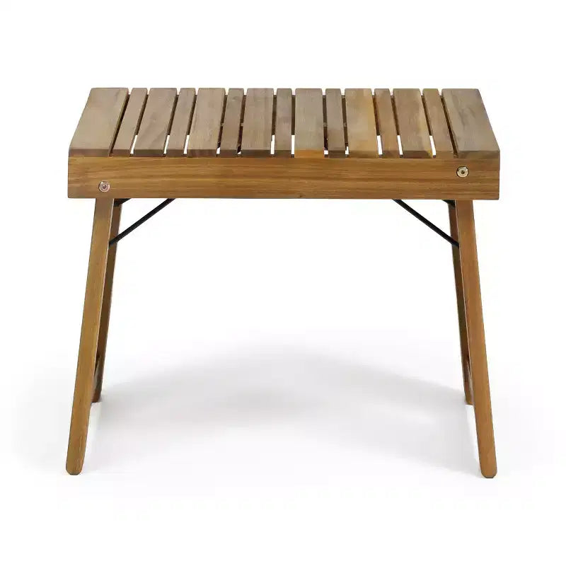 GDFStudio Karyme Table d'appoint pliante d'extérieur en bois d'acacia avec plateau à lattes
