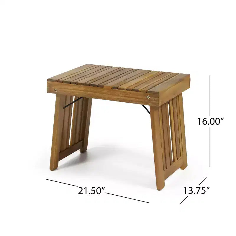GDFStudio Karyme Table d'appoint pliante d'extérieur en bois d'acacia avec plateau à lattes