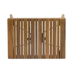 GDFStudio Karyme Table d'appoint pliante d'extérieur en bois d'acacia avec plateau à lattes