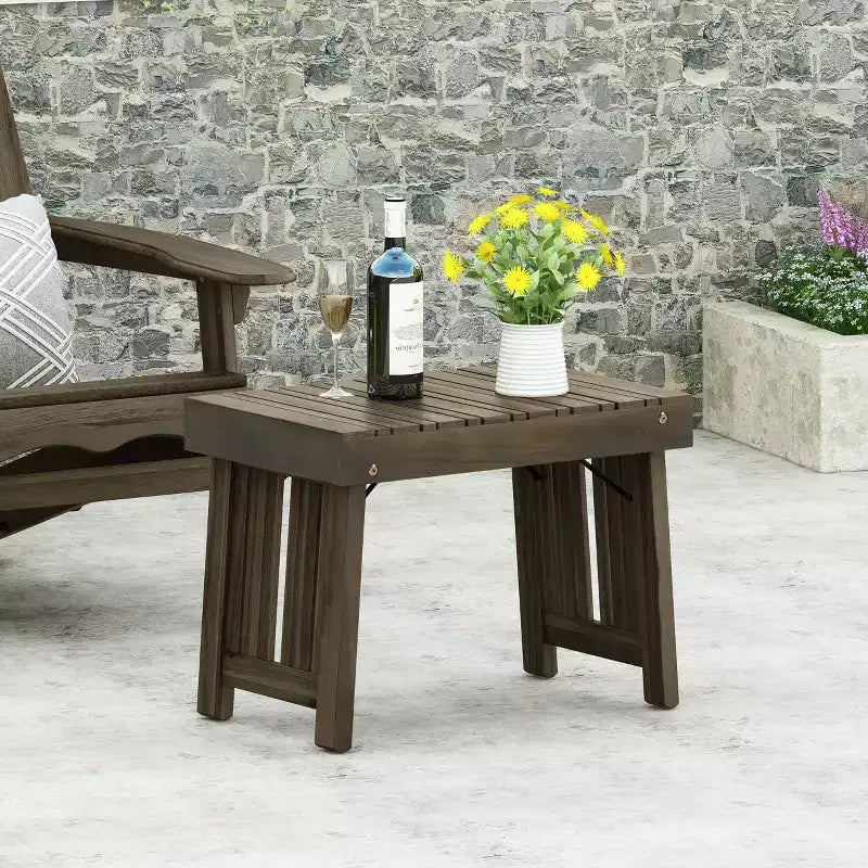 GDFStudio Karyme Table d'appoint pliante d'extérieur en bois d'acacia avec plateau à lattes