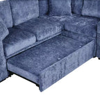 Divano letto a L modulare da 120,5" con letto estraibile, contenitore e portabicchieri, sezionale reversibile per soggiorno moderno