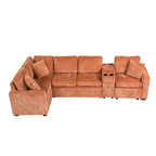 Divano letto a L modulare da 120,5" con letto estraibile, contenitore e portabicchieri, sezionale reversibile per soggiorno moderno