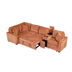 Divano letto a L modulare da 120,5" con letto estraibile, contenitore e portabicchieri, sezionale reversibile per soggiorno moderno