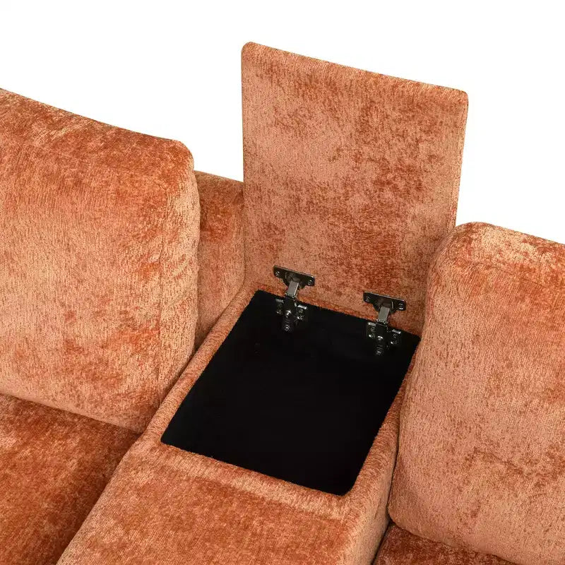 Divano letto a L modulare da 120,5" con letto estraibile, contenitore e portabicchieri, sezionale reversibile per soggiorno moderno