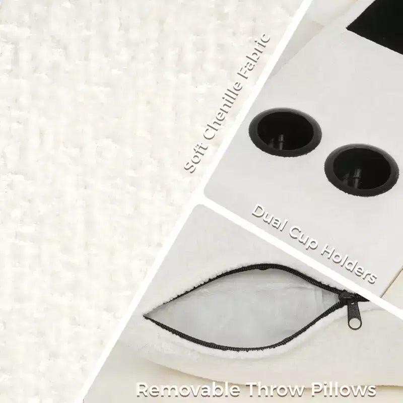 Divano letto a L modulare da 120,5" con letto estraibile, contenitore e portabicchieri, sezionale reversibile per soggiorno moderno