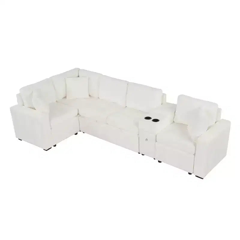 Divano letto a L modulare da 120,5" con letto estraibile, contenitore e portabicchieri, sezionale reversibile per soggiorno moderno