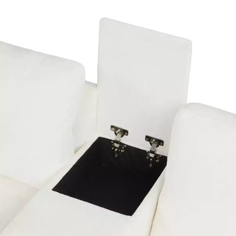 Divano letto a L modulare da 120,5" con letto estraibile, contenitore e portabicchieri, sezionale reversibile per soggiorno moderno