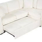 Divano letto a L modulare da 120,5" con letto estraibile, contenitore e portabicchieri, sezionale reversibile per soggiorno moderno