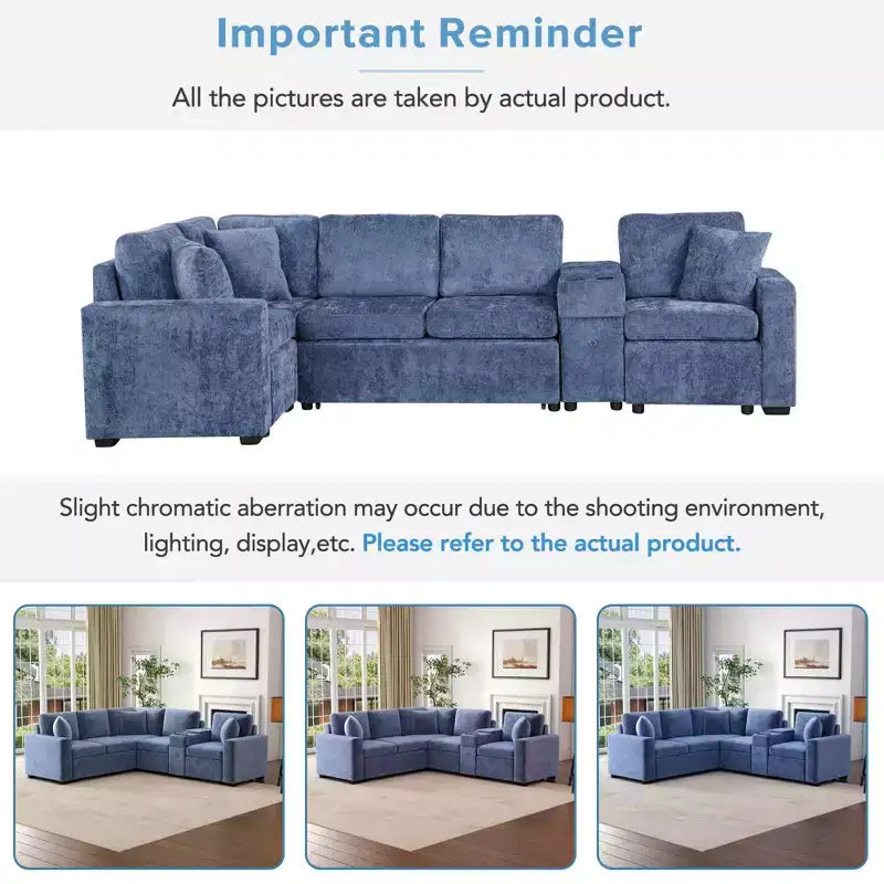Divano letto a L modulare da 120,5" con letto estraibile, contenitore e portabicchieri, sezionale reversibile per soggiorno moderno
