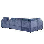 Divano letto a L modulare da 120,5" con letto estraibile, contenitore e portabicchieri, sezionale reversibile per soggiorno moderno