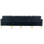 Divano componibile a L 110,6" con pouf - Rivestimento in velluto, tasche portaoggetti e configurazioni regolabili