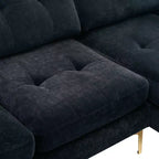 Divano componibile a L 110,6" con pouf - Rivestimento in velluto, tasche portaoggetti e configurazioni regolabili