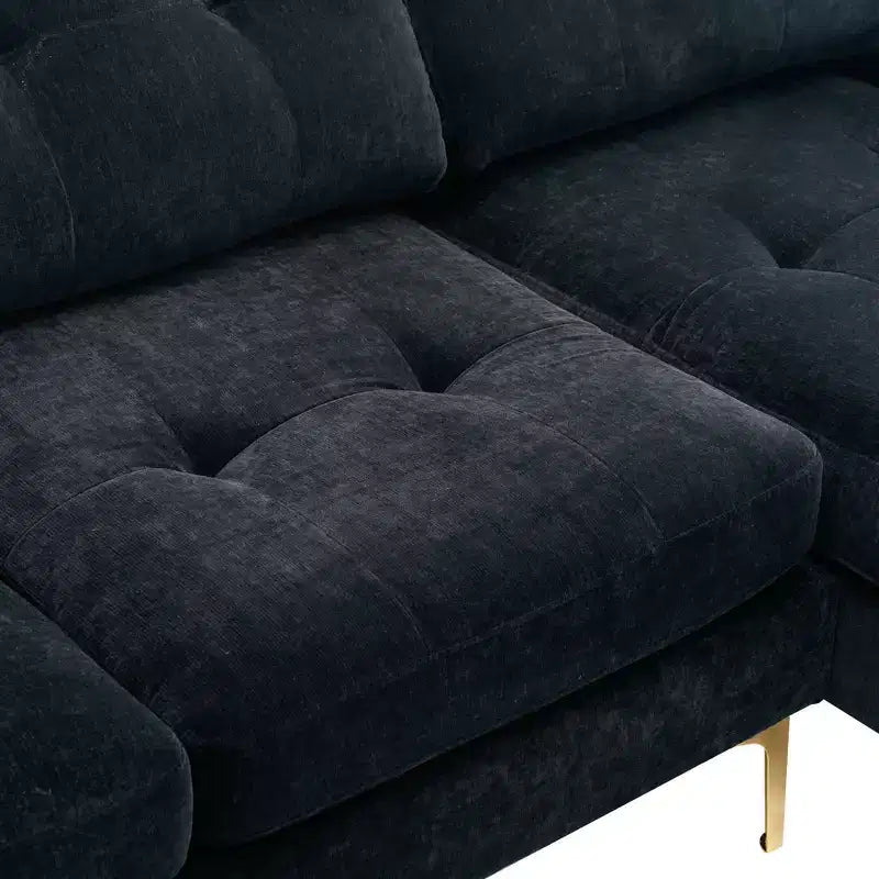 Divano componibile a L 110,6" con pouf - Rivestimento in velluto, tasche portaoggetti e configurazioni regolabili