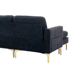 Divano componibile a L 110,6" con pouf - Rivestimento in velluto, tasche portaoggetti e configurazioni regolabili