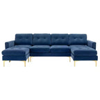 Divano componibile a L 110,6" con pouf - Rivestimento in velluto, tasche portaoggetti e configurazioni regolabili