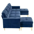 Divano componibile a L 110,6" con pouf - Rivestimento in velluto, tasche portaoggetti e configurazioni regolabili