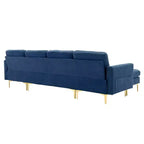 Divano componibile a L 110,6" con pouf - Rivestimento in velluto, tasche portaoggetti e configurazioni regolabili