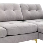 Divano componibile a L 110,6" con pouf - Rivestimento in velluto, tasche portaoggetti e configurazioni regolabili