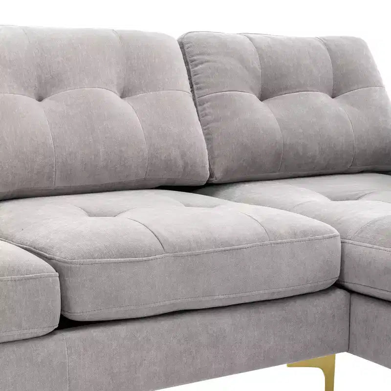 Divano componibile a L 110,6" con pouf - Rivestimento in velluto, tasche portaoggetti e configurazioni regolabili