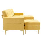 Divano componibile a L 110,6" con pouf - Rivestimento in velluto, tasche portaoggetti e configurazioni regolabili