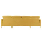 Divano componibile a L 110,6" con pouf - Rivestimento in velluto, tasche portaoggetti e configurazioni regolabili