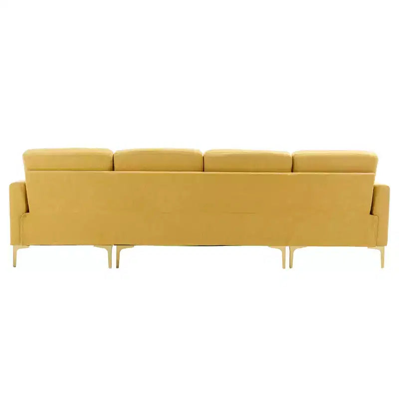 Divano componibile a L 110,6" con pouf - Rivestimento in velluto, tasche portaoggetti e configurazioni regolabili