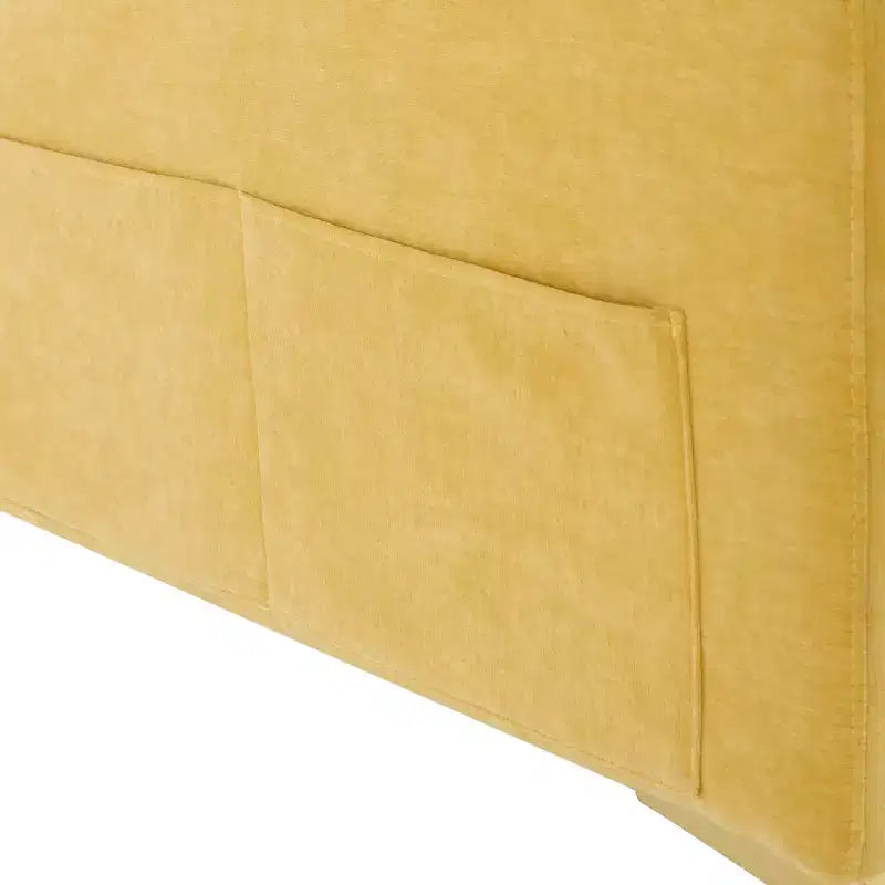 Divano componibile a L 110,6" con pouf - Rivestimento in velluto, tasche portaoggetti e configurazioni regolabili
