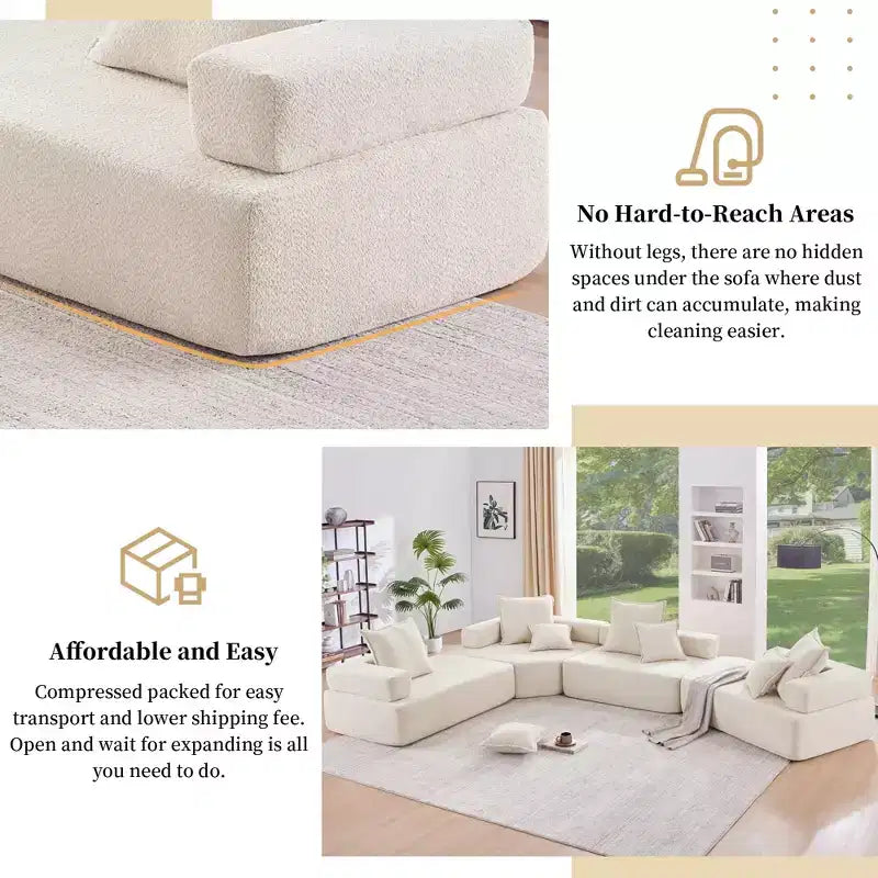 Divano componibile a U oversize Whisen - Beige