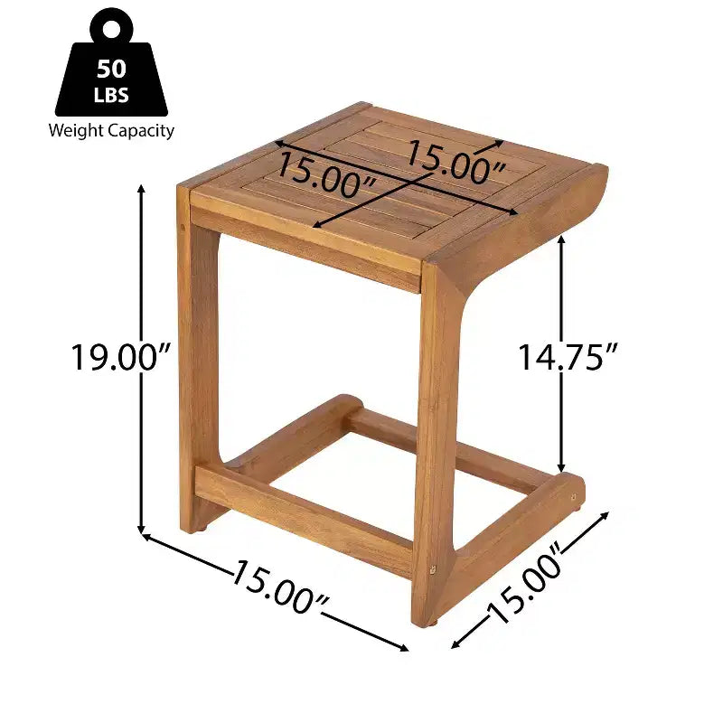 Christopher Knight Home Cyril Tavolino in legno di acacia a forma di C con doghe da esterno