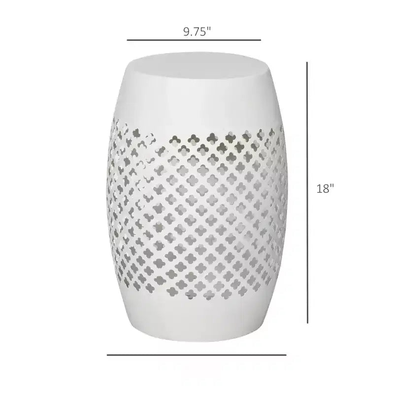 NAYSAYE Tavolino da divano con design a traforo, tavolino decorativo con design a reticolo intrecciato per casa, prato, giardino, patio, bianco, 9,75*18*9,75