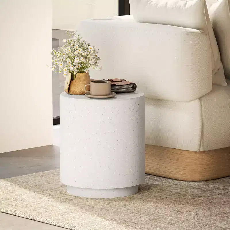 NAYSAYE Tavolino rotondo con piedini regolabili, Tavolino per prato, giardino, patio, Bianco, 14,5*17*14,5