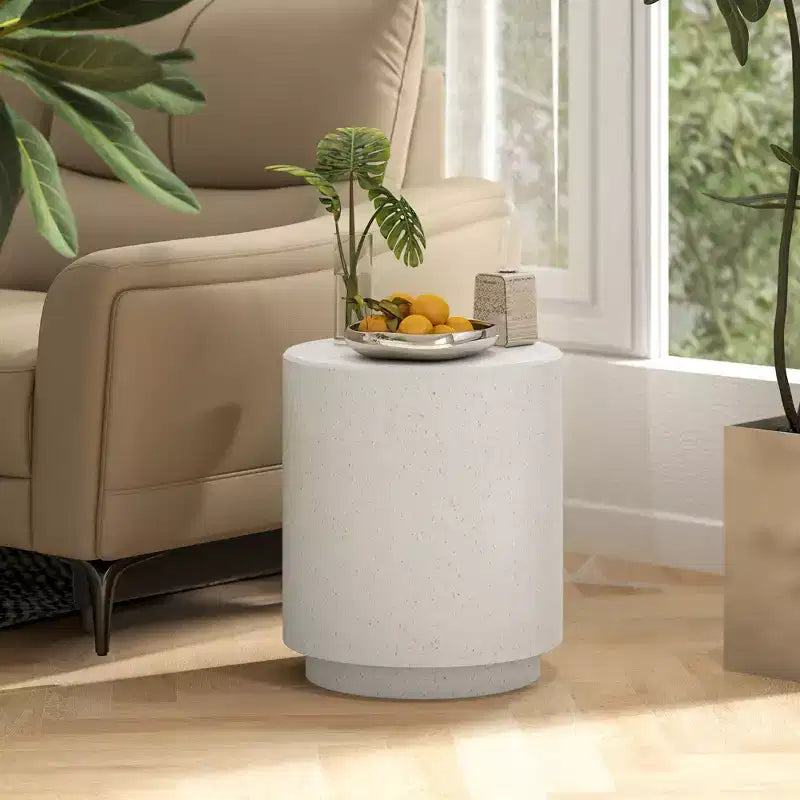 NAYSAYE Tavolino rotondo con piedini regolabili, Tavolino per prato, giardino, patio, Bianco, 14,5*17*14,5