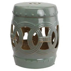 NAYSAYE End Table with Fretwork Design, Decorative End Table for Home Lawn Garden Patio, Green, 11.5*17.25*11.5