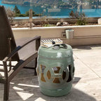NAYSAYE Tavolino da divano con design a traforo, Tavolino decorativo per casa, prato, giardino, patio, verde, 11,5*17,25*11,5