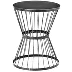 NAYSAYE End Table with Hourglass Design, 16Side Table for Home Lawn Garden Patio, Black, 16.25*20.75*16.25