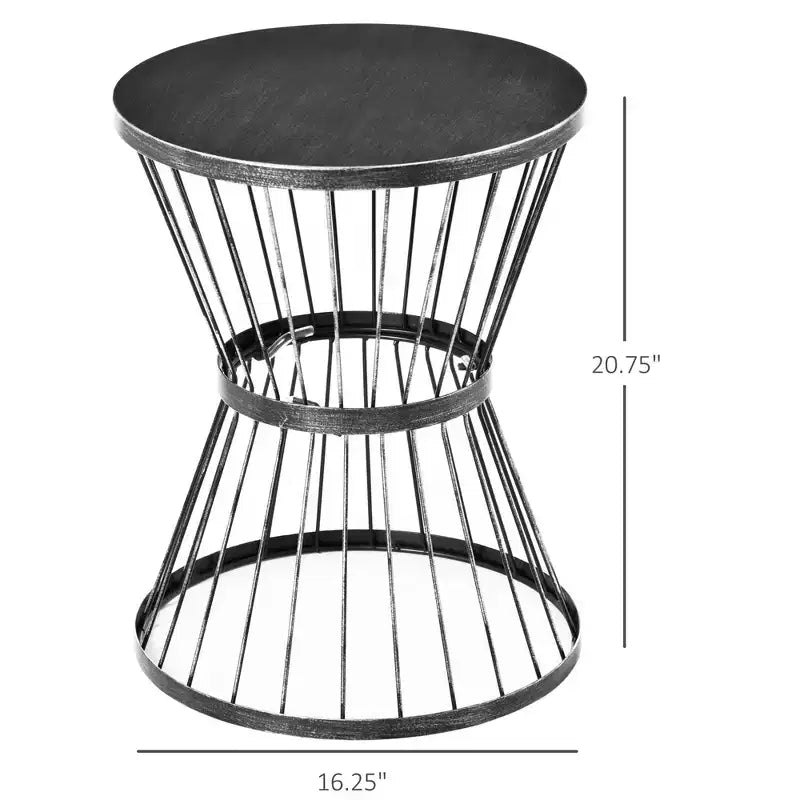 Table d'appoint NAYSAYE avec design sablier, petite table 40,6 cm pour jardin, pelouse, patio, noir, 41,3 x 52,7 x 41,3 cm