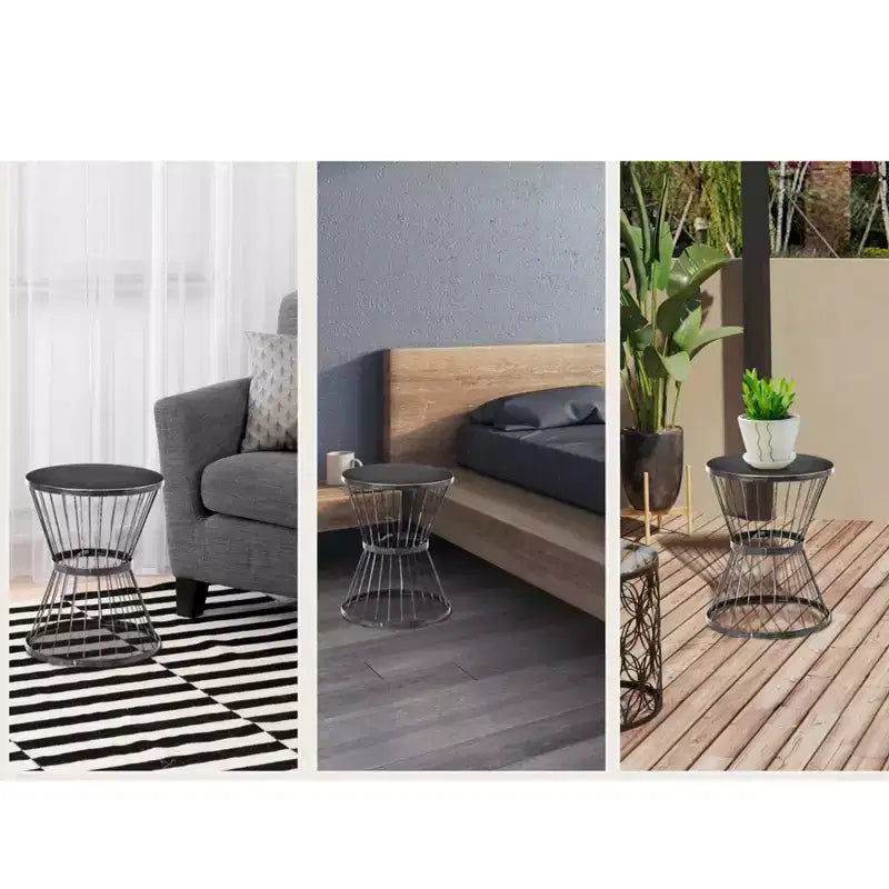 Table d'appoint NAYSAYE avec design sablier, petite table 40,6 cm pour jardin, pelouse, patio, noir, 41,3 x 52,7 x 41,3 cm