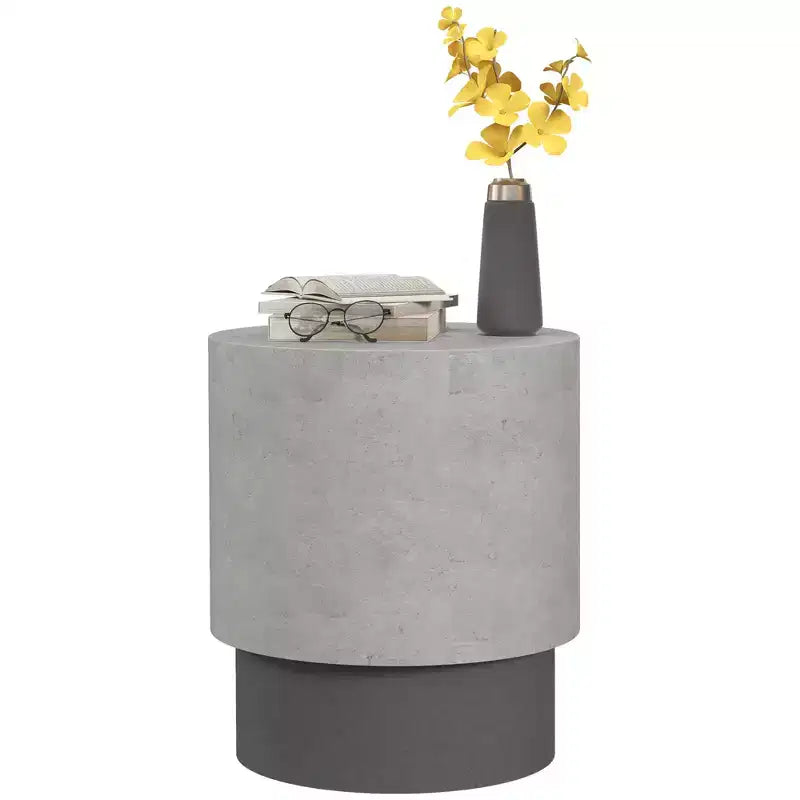 NAYSAYE Round End Table with Adjustable Feetp, Side Table for Home Lawn Garden Patio, Gray, 14.6*16.9*14.6