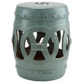 NAYSAYE End Table with Fretwork Design, Decorative End Table for Home Lawn Garden Patio, Antique Blue, 11.5*17.25*11.5