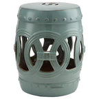 NAYSAYE End Table with Fretwork Design, Decorative End Table for Home Lawn Garden Patio, Antique Blue, 11.5*17.25*11.5