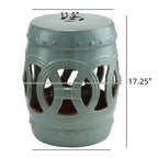 Table d'appoint NAYSAYE avec motif ajouré, Table d'appoint décorative pour jardin, pelouse ou patio, Bleu antique, 11,5*17,25*11,5