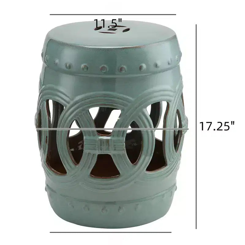 Table d'appoint NAYSAYE avec motif ajouré, Table d'appoint décorative pour jardin, pelouse ou patio, Bleu antique, 11,5*17,25*11,5