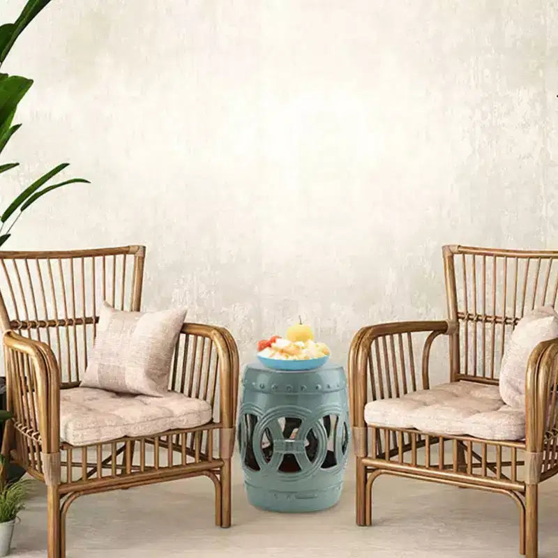 Table d'appoint NAYSAYE avec motif ajouré, Table d'appoint décorative pour jardin, pelouse ou patio, Bleu antique, 11,5*17,25*11,5