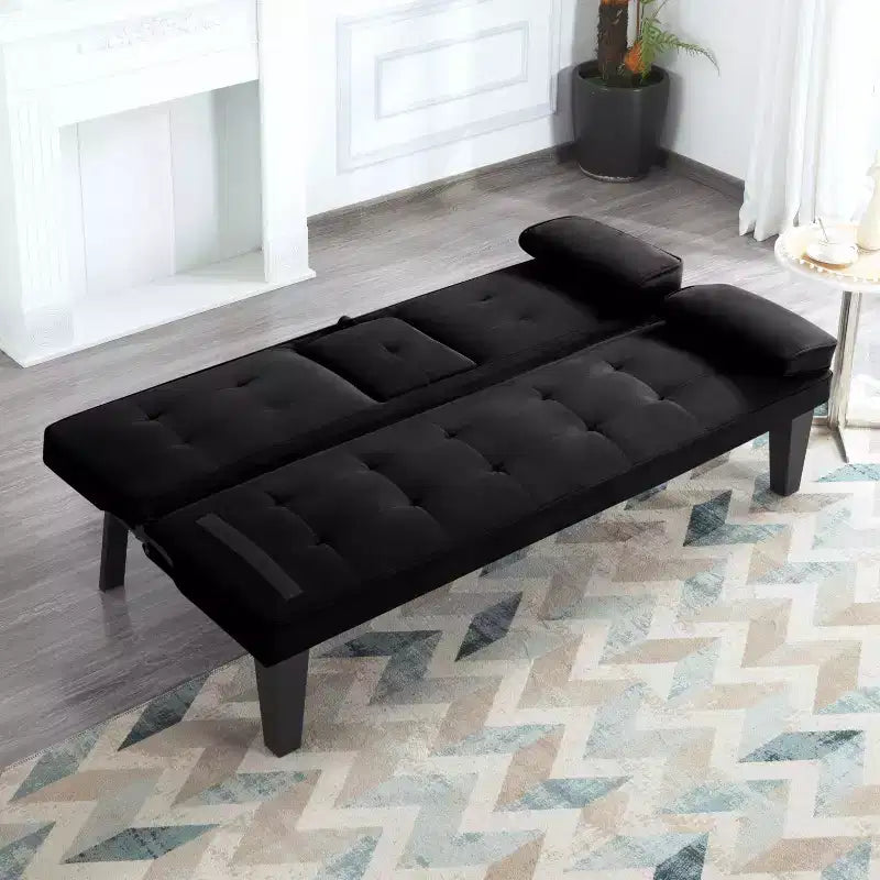 MAYEERTY 65 Divano Letto Futon con Portabicchieri e Schienale Regolabile in 3 Posizioni