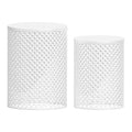 NAYSAYE Patio End Table Set of 2 Round Metal Mesh Design End Tables for Patio Deck Garden Poolside, White, 14.5*14.5*19.25