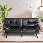 Canapé convertible en similicuir Dyonery 71, canapé futon en mousse à mémoire de forme, petit canapé-lit moderne à dossier divisé pour salon