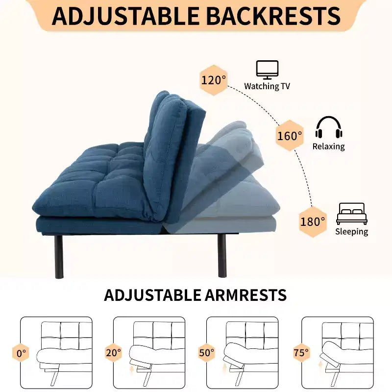 Dyonery 71, divano letto in ecopelle convertibile, futon letto in memory foam, divano letto moderno piccolo con schienale sdoppiato per soggiorno