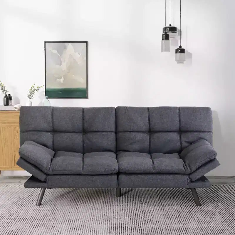 Dyonery 71, divano letto in ecopelle convertibile, futon letto in memory foam, divano letto moderno piccolo con schienale sdoppiato per soggiorno